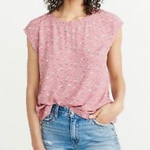 ABERCROMBIE - WOVEN BUTTON BACK TEE